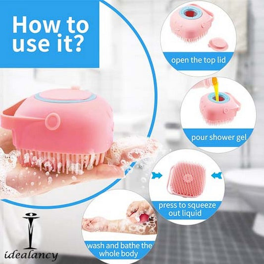 Silicone Bath Body Brush, Exfoliating Body Scrub Brush, Bath Sponge Shower Brush Scrubber with Soap Dispenser, Shower Brush for Baby, Loofah Brush